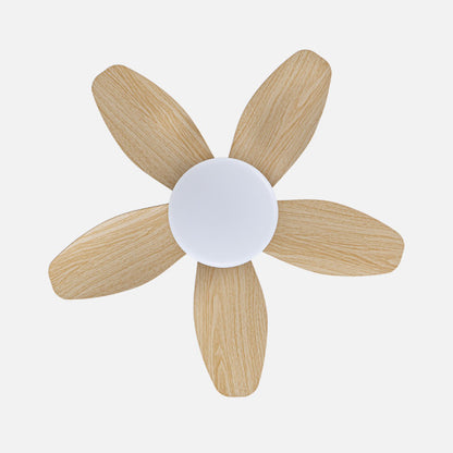 Ventilador Dc Haran 15w 1800lm Blanco/haya 5aspas 62d 3000k-4200k-6500k Regulable Intensidad+Remoto+temporizador+memoria