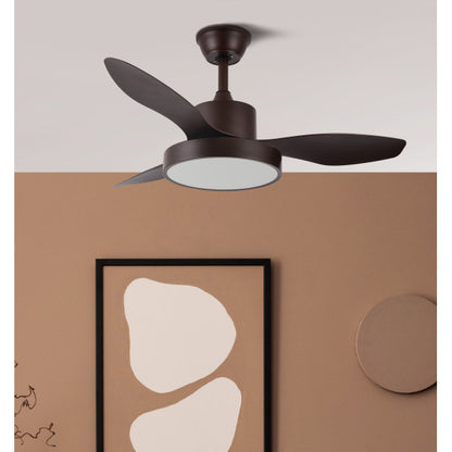 Ventilador Dc Hayate 24w 2650lm Marron 3aspas 6vel 97d 3000-4000-6000k Remoto,memoria Y Temporizador