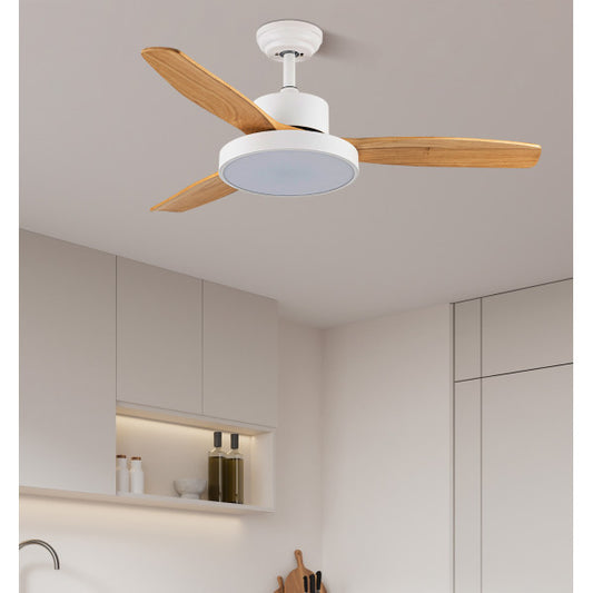 Ventilador Dc Kavala 48w Blanco 3aspas Haya 112d 6velocidades 4078lm 3000-4000-6000k Remoto+memoria+temporizador