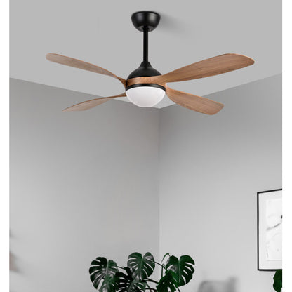 Ventilador Dc Livorno 30w 3250lm Negro/roble 132d 4aspas 3000k,4500k,6000k, Remoto+ Temporizador+ Memoria