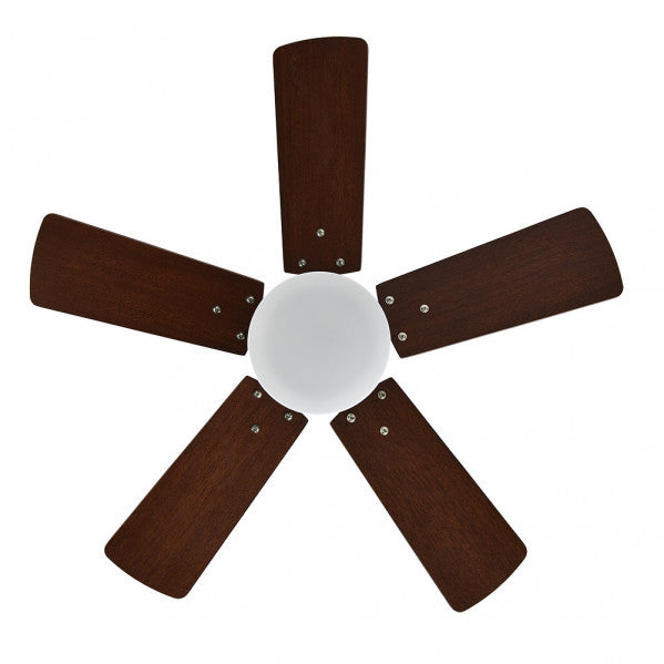 Ventilador Dc Marta 36w Cuero 5 Aspas Rev. Cerezo/nogal  41x76d 3060lm C/ Remoto , Memoria Y Temp. 3000k,4000k,6000k