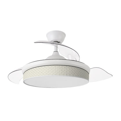 Ventilador Dc Moda 72w Blanco/cañizo Blanco 108d 3aspas 7200lm 3000k,4000k,6000k Remoto+memoria+temporizador