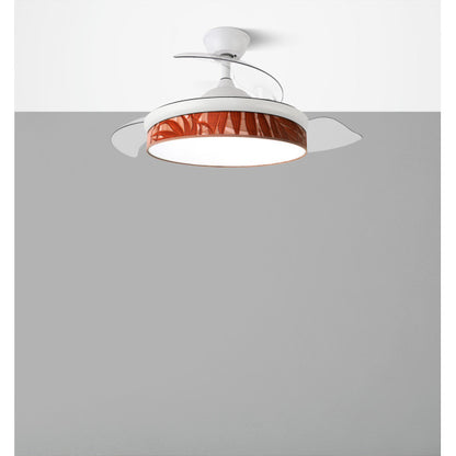 Ventilador Dc Moda 72w Blanco/hoja Caldera 108d 3aspas 7200lm 3000k,4000k,6000k Remoto+memoria+temporizador