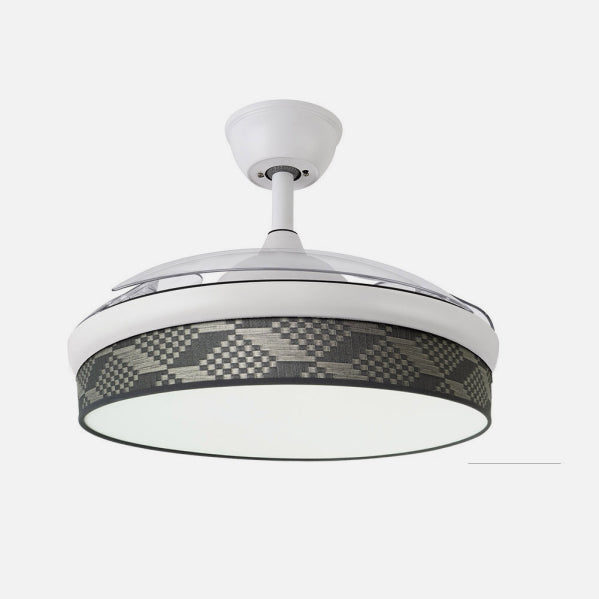 Ventilador Dc Moda 72w Blanco/tetris Gris 108d 3aspas 7200lm 3000-4000-6000k Remoto+ Memoria+ Temporizador