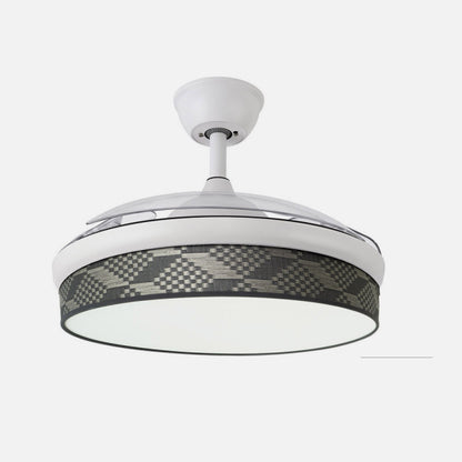 Ventilador Dc Moda 72w Blanco/tetris Gris 108d 3aspas 7200lm 3000-4000-6000k Remoto+ Memoria+ Temporizador