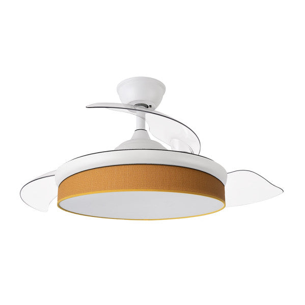 Ventilador Dc Moda 72w Blanco/naranja 108d 3aspas 7200lm 3000-4000-6000k Remoto+memoria+temporizador