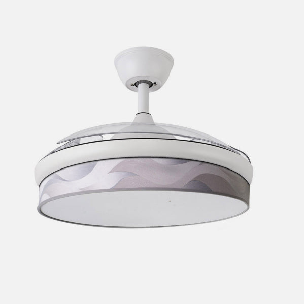Ventilador Dc Moda 72w Blanco/ola Gris 108d 3aspas 7200lm 3000k,4000k,6000k Remoto+memoria+temporizador