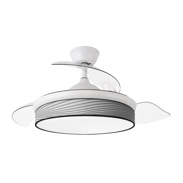 Ventilador Dc Moda 72w Blanco/surco Gris 108d 3aspas 7200lm 3000k,4000k,6000k Remoto+memoria+temporizador