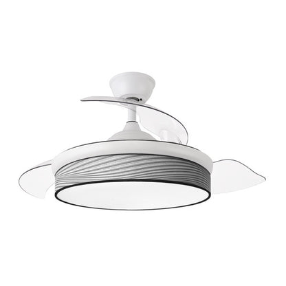 Ventilador Dc Moda 72w Blanco/surco Gris 108d 3aspas 7200lm 3000k,4000k,6000k Remoto+memoria+temporizador