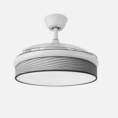 Ventilador Dc Moda 72w Blanco/surco Gris 108d 3aspas 7200lm 3000k,4000k,6000k Remoto+memoria+temporizador