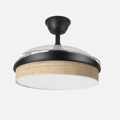 Ventilador Dc Moda 72w Negro/cañizo Claro 108d 3apas 7200lm 3000k,4000k,6000k Remoto+memoria+temporizador