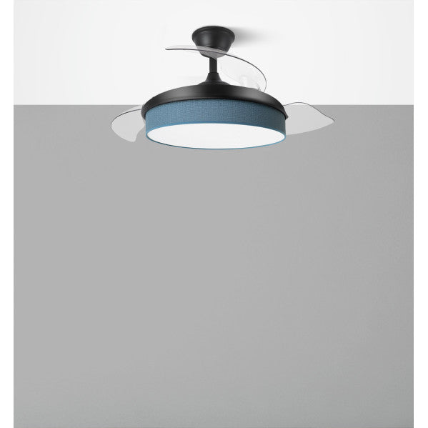 Ventilador Dc Moda 72w Negro/azul 91d 3aspas 7200lm 3000-4000-6000k Remoto+ Memoria+ Temporizador