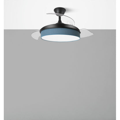 Ventilador Dc Moda 72w Negro/azul 91d 3aspas 7200lm 3000-4000-6000k Remoto+ Memoria+ Temporizador