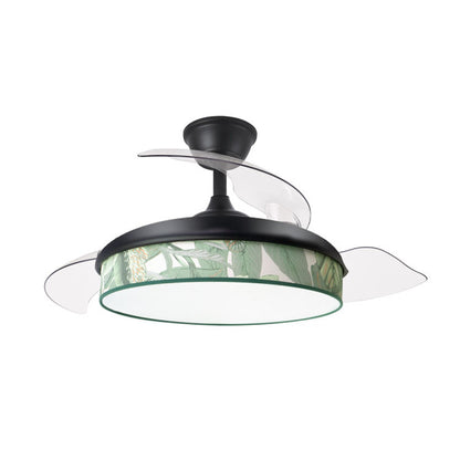 Ventilador Dc Moda 72w Negro/hoja Verde 108d 3aspas 7200lm 3000k,4000k,6000k Remoto+memoria+temporizador