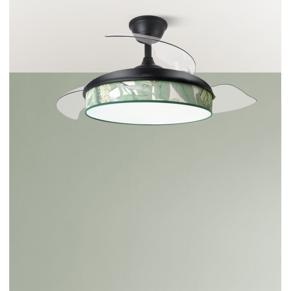 Ventilador Dc Moda 72w Negro/hoja Verde 91d 3aspas 7200lm 3000k, 4000k, 6000k Remoto+ Memoria+ Temporizador