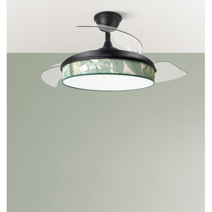 Ventilador Dc Moda 72w Negro/hoja Verde 91d 3aspas 7200lm 3000k, 4000k, 6000k Remoto+ Memoria+ Temporizador