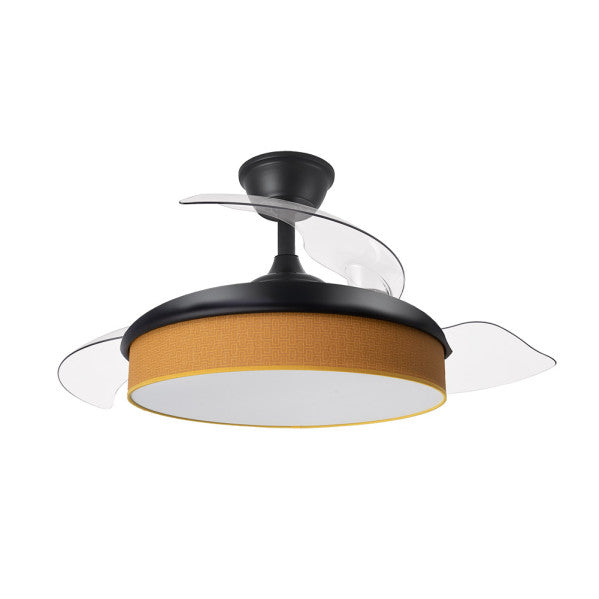 Ventilador Dc Moda 72w Negro/naranja 108d 3aspas 7200lm 3000-4000-6000k Remoto+memoria+temporizador