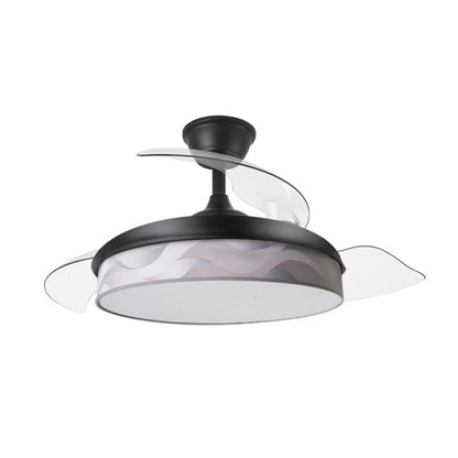 Ventilador Dc Moda 72w Negro/ola Gris 108d 3aspas 7200lm 3000k,4000k,6000k Remoto+memoria+temporizador