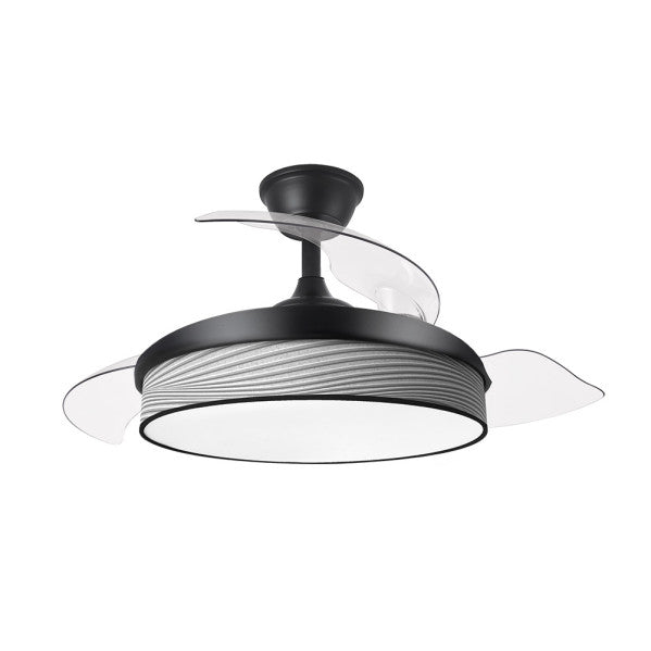 Ventilador Dc Moda 72w Negro/surco Gris 108d 3aspas 7200lm 3000k,4000k,6000k Remoto+memoria+temporizador