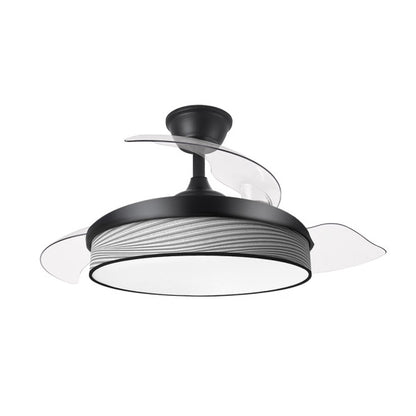Ventilador Dc Moda 72w Negro/surco Gris 91d 3aspas 7200lm 3000-4000-6000k Remoto+ Memoria+ Temporizador