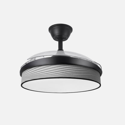 Ventilador Dc Moda 72w Negro/surco Gris 91d 3aspas 7200lm 3000-4000-6000k Remoto+ Memoria+ Temporizador