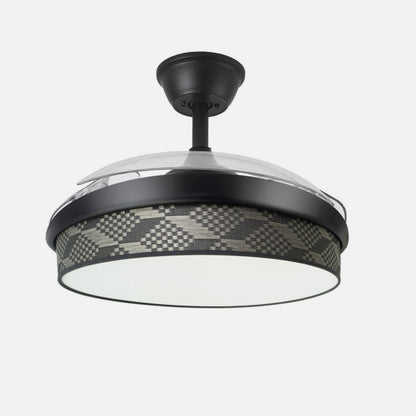 Ventilador Dc Moda 72w Negro/tetris Gris 108d 3aspas 7200lm 3000-4000-6000k Remoto+ Memoria+ Temporizador