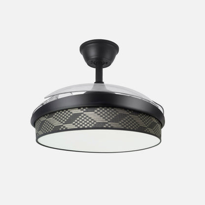 Ventilador Dc Moda 72w Negro/tetris Gris 91d 3aspas 7200lm 3000-4000-6000k Remoto+ Memoria+ Temporizador