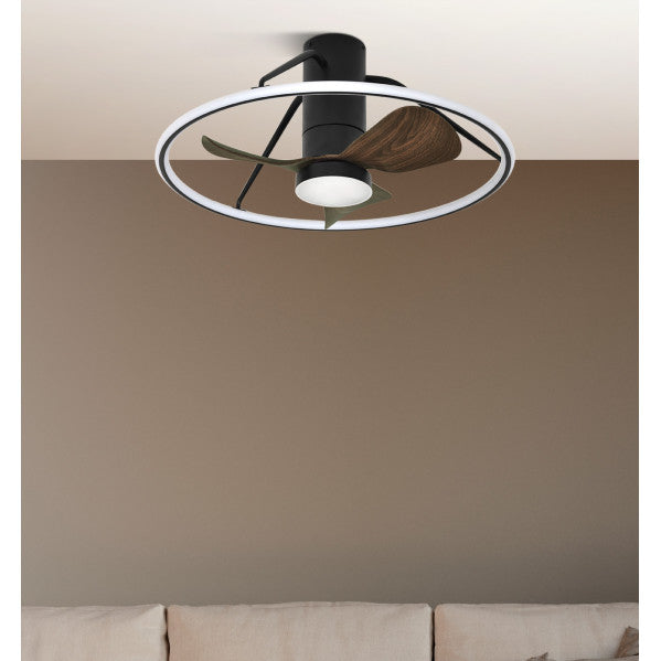 Ventilador Dc Oporto 46w Neg/marr 3asp.66d 4600lm 3000-4000-6000k 6vel Remot,tempo,3int.rg