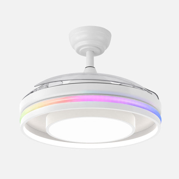 Ventilador Dc Pitufo 57w Blanco 3asp107d 3990lm Rgb  +3000-4500-6500k Reg.intensidad+remoto+memo+temporiz