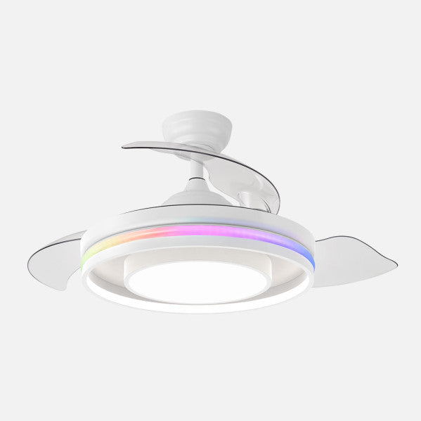 Ventilador Dc Pitufo 57w Blanco 3asp107d 3990lm Rgb  +3000-4500-6500k Reg.intensidad+remoto+memo+temporiz