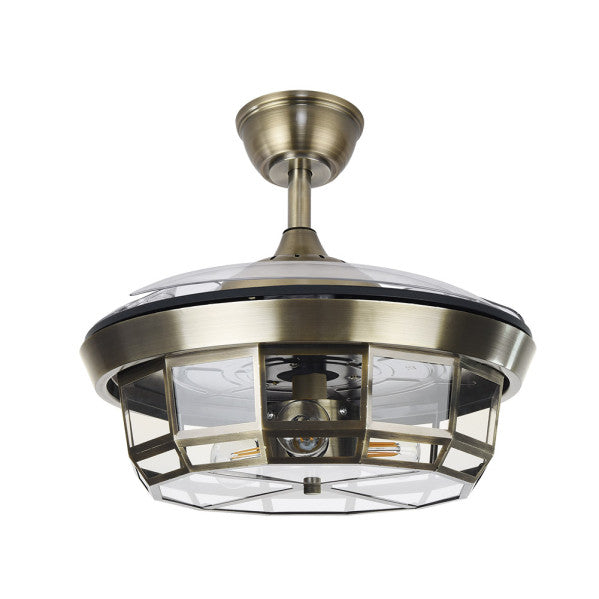 Ventilador Dc Tornado Mini Cuero 3xe27 91d 3aspas Desplegables 6velocidades C/remoto Y Temporizador