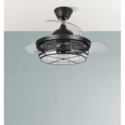 Ventilador Dc Tornado Negro 5xe27 107d 3aspas Desplegables 6velocidades C/remoto Y Temporizador