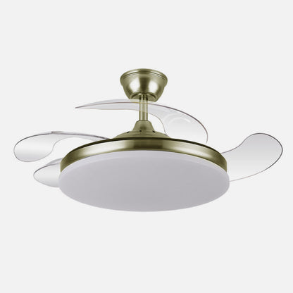 Ventilador Dc Tridente 59w Cuero 4aspas Desp 107d 6980lm Reg.intensidad Remoto+temporizador+memoria 3000-4000-6000k