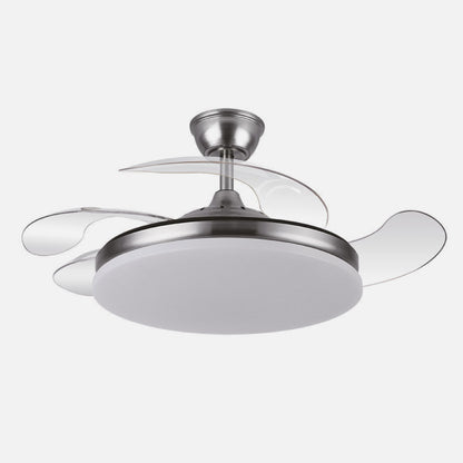 Ventilador Dc Tridente 59w Niquel 4aspas Desp.107d 6980lm Reg.intensidad Remoto+temporizador+memoria 3000-4000-6000k