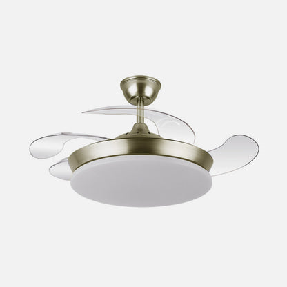 Ventilador Dc Tridente Mini 59w Cuero 4aspas Desp. 91d 6980lm Reg.intensidad Remoto+temporizador+memoria 3000-4000-6000k