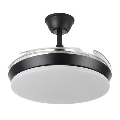 Ventilador Dc Tridente Mini 59w Negro 4aspas Desp.91d 6980lm Reg.intensidad Remoto+temporizador+memoria 3000-4000-6000k