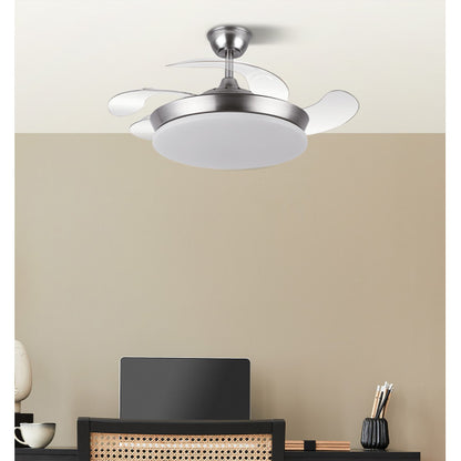 Ventilador Dc Tridente Mini 59w Niquel 4aspas Desp.91d 6980lm Reg.intensidad Remoto+temporizador+memoria 3000-4000-6000k