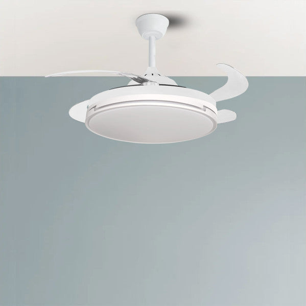 Ventilador Dc Papiro 59w Blanco 4aspas desp.107d 5900lm Reg.intensidad 3000k,4000k,6000k Remoto+ Memoria+ Temporizador