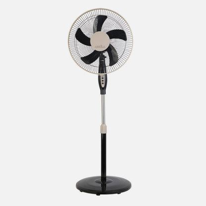 Ventilador De Pie Belmonte Negro/beis 3 Vel.45w 5aspas Orientable, Fijo y Rotatorio Regx43x40 Cm