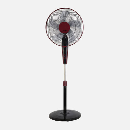 Ventilador De Pie Borlon Negro/burdeos 3 Vel.55w 5x2 aspas Orientable+ Remoto+ Temporizador Regx43x40 Cm