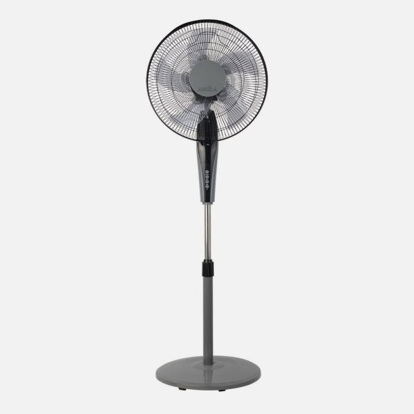 Ventilador De Pie Borlon Negro/gris 3 Vel.55w 5x2aspas Orientable+ Remoto+ Temporizador Regx43x40 Cm