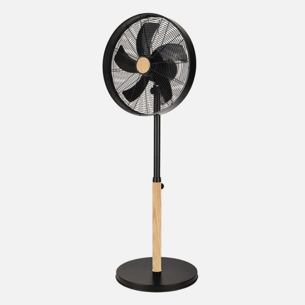 Ventilador De Pie Falcon Negro/haya 3vel.50w.5aspas Oscilante Y Rotatorio Regx45x37cm