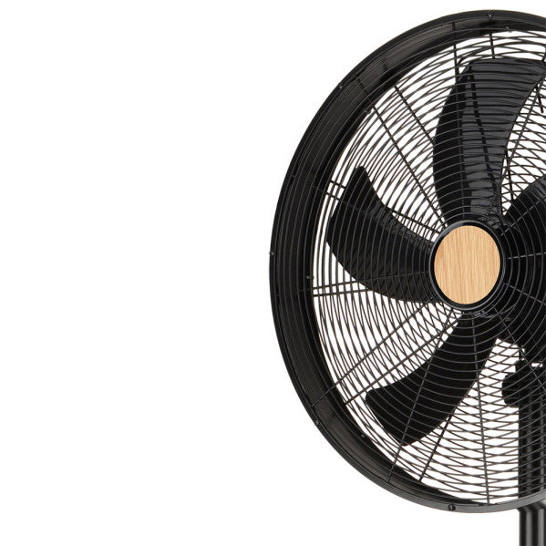 Ventilador De Pie Falcon Negro/haya 3vel.50w.5aspas Oscilante Y Rotatorio Regx45x37cm