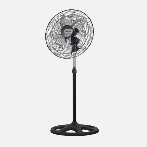 Ventilador De Pie Reforzado Negro 3 Vel. 75W 5 Aspas Aluminio Plata Giro 360 Regx50x50 Cm