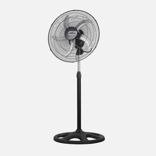 Ventilador De Pie Reforzado Negro 3 Vel. 75W 5 Aspas Aluminio Plata Giro 360 Regx50x50 Cm