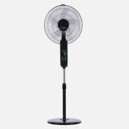 Ventilador De Pie Rodium Negro 3vel 45w Regx43x40cm  Oscilante 5asp.tactil C/remoto Y Temporizador