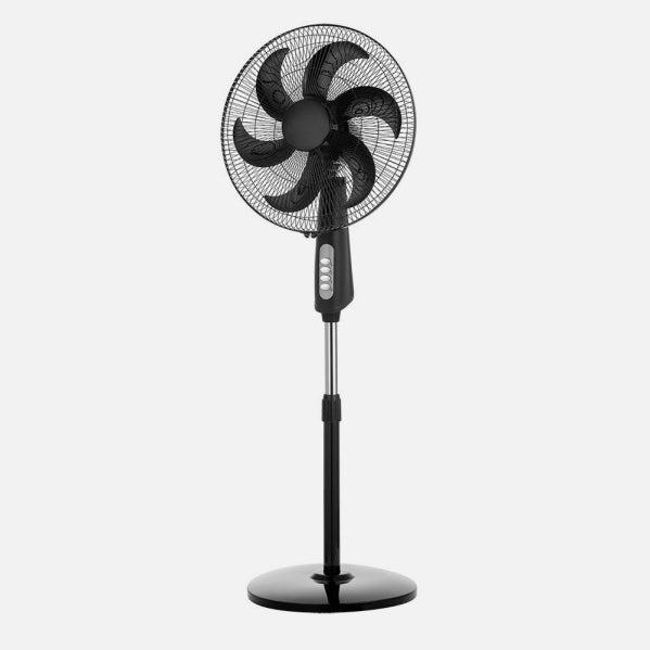 Ventilador De Pie Granizo Negro 3 Vel.85w 6aspas Orientable Regx50x43 Cm