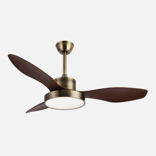 Ventilador DC Hayate 48w 4080lm Cuero/roble 3 Asp 33/48x120x120cm 3000-4000-6000k C/remoto, Memoria Y Temporizador