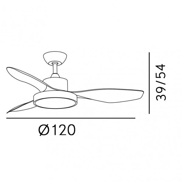 Ventilador Dc Hayate 48w 4080lm Marron 3 Asp 33/48x120x120cm 3000-4000-6000k C/remoto, Memoria Y Temporizador