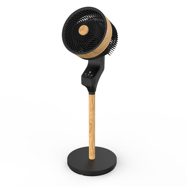 Ventilador Pie Bizancio Negro/haya 50w 3velocidades 95x30x30 Oscilante,tactil Display,remoto Y Temporizador